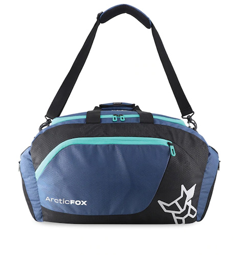 Blue & Black Colourblocked Travel Duffel Bag